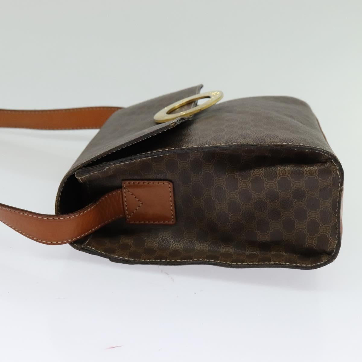 Celine Vintage Macadam Circle Logo Canvas And Leather Brown Canvas Shoulder Bag Bag (Pre-Owned)