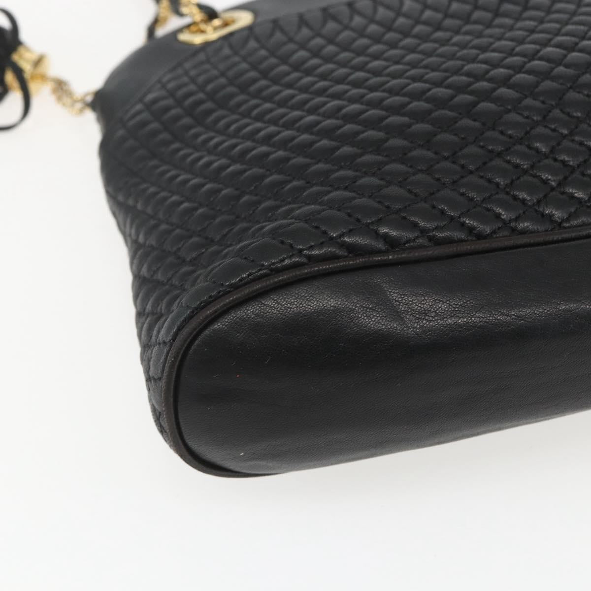 Bally Vintage Chain Quilted Leather Black Leather Shoulder Bag Bag (Pre-Owned)