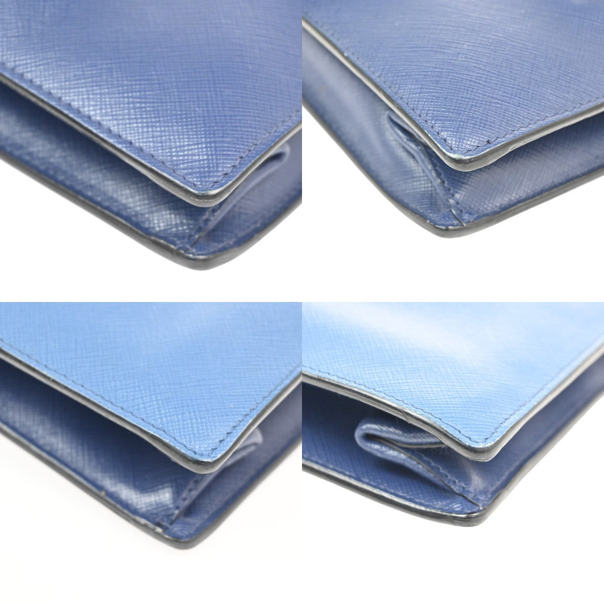 Prada Convertible Sound Top Handle Saffiano Leather Blue Leather Shoulder Bag Bag (Pre-Owned)