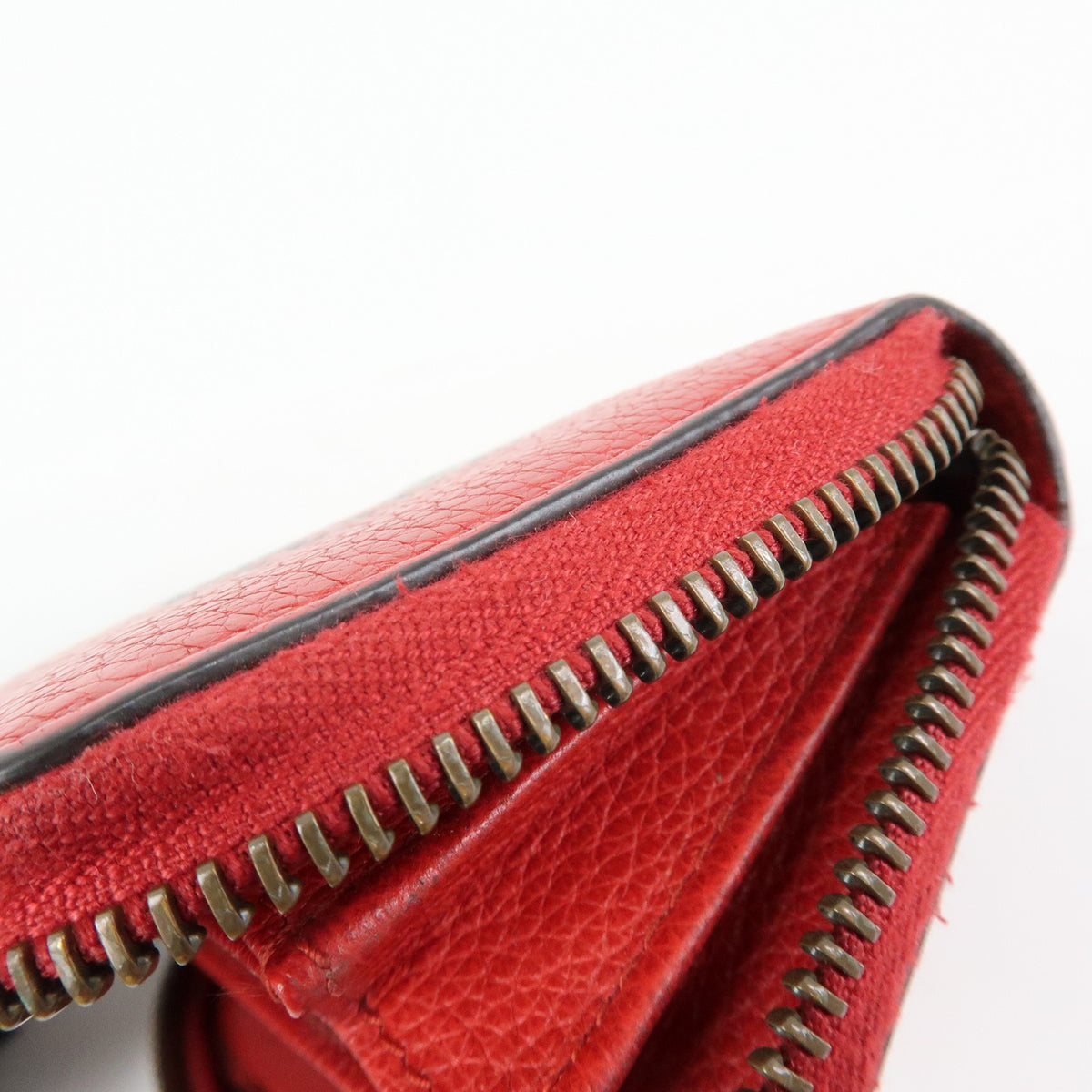 Gucci Logo Zip Card Case Printed Leather Red Leather Wallets Accessory (Pre-Owned)