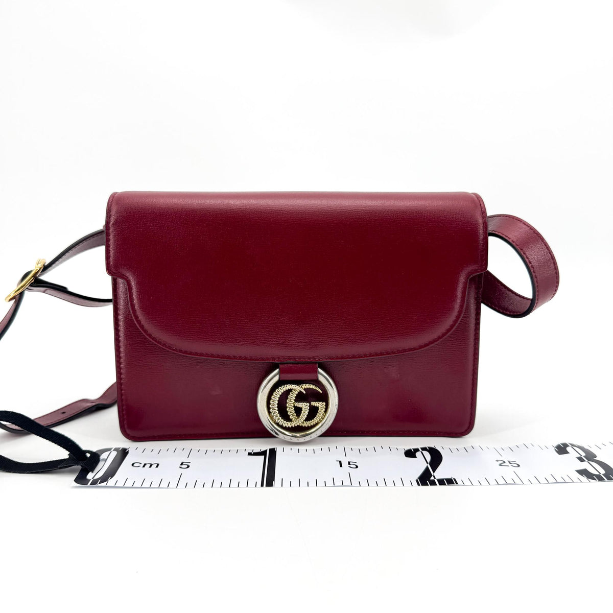 Gucci Gg Ring Leather Red Leather Shoulder Bag Bag (Pre-Owned)