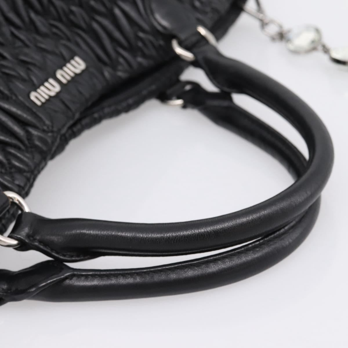 Miu Miu Shopper Tote Matelasse Leather Black Leather Handbag (Pre-Owned)