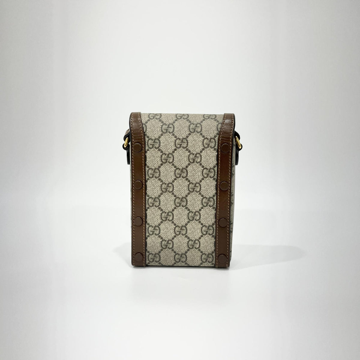 Gucci Horsebit 1955 Gg Coated Canvas With Leather Brown Canvas Crossbody Bag Bag (Pre-Owned)