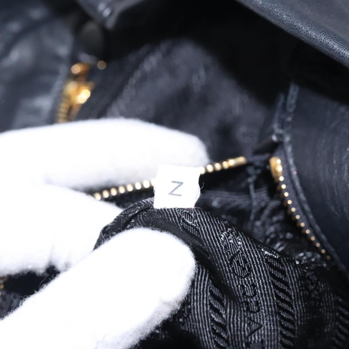 Prada Bow Tote Leather Black Leather Tote Bag Bag (Pre-Owned)