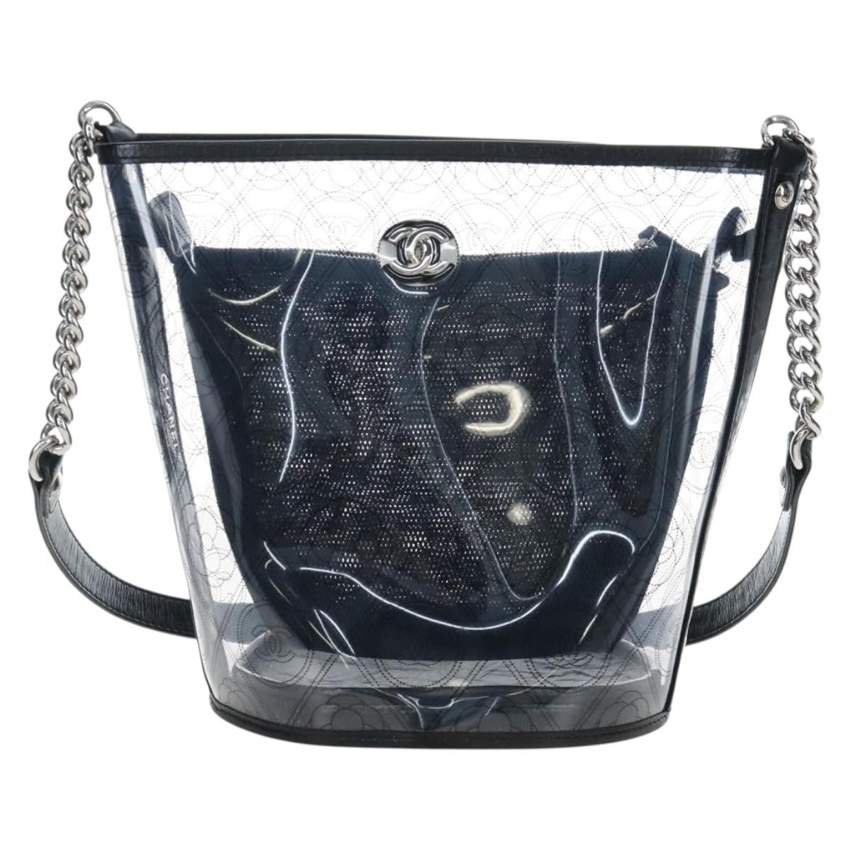 Chanel Camellia Coco Bucket Printed Pvc Clear Plastic Shoulder Bag Bag (Pre-Owned)