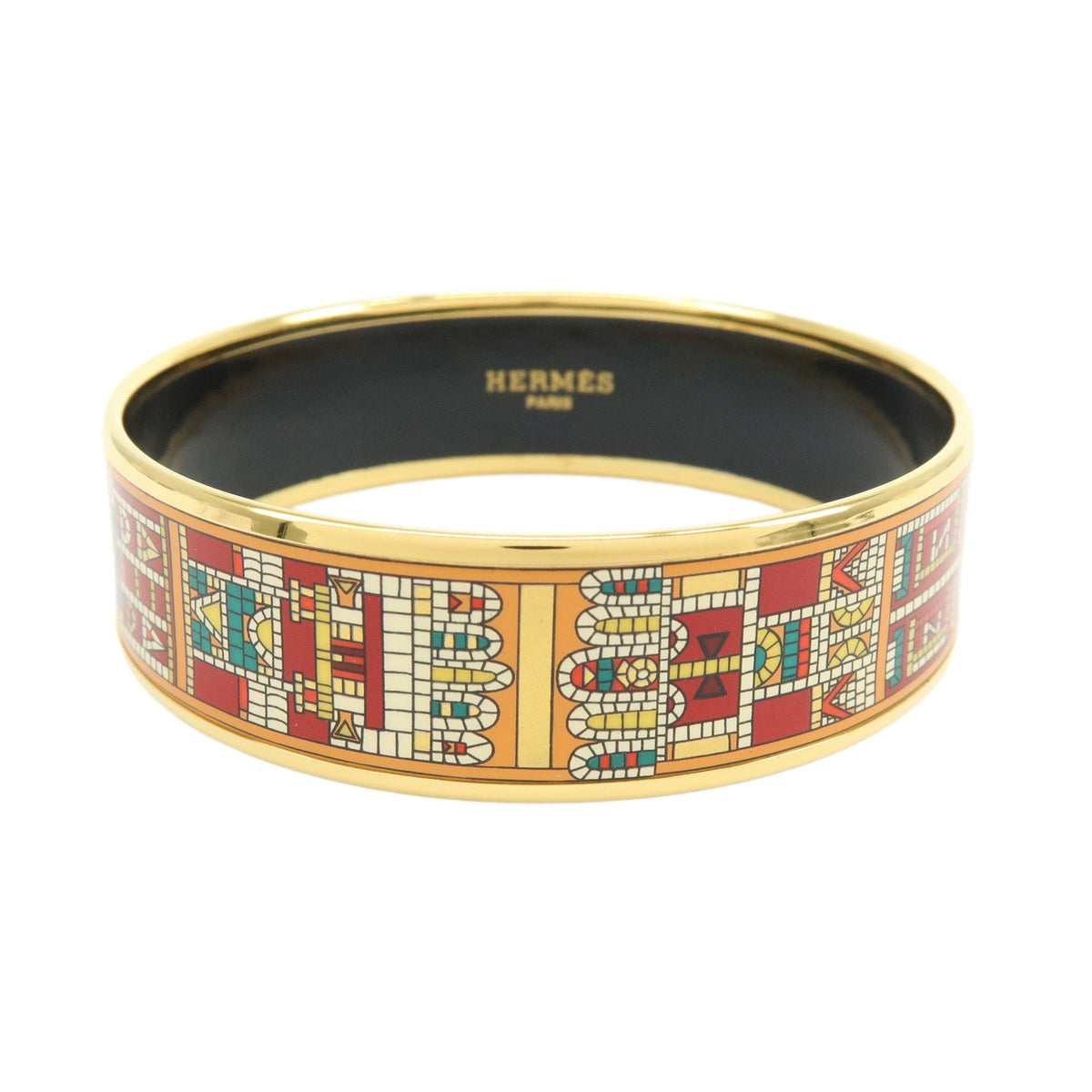 Hermes Caleche Bangle Enamel Gold Gold_Plated Bracelet Jewelry (Pre-Owned)