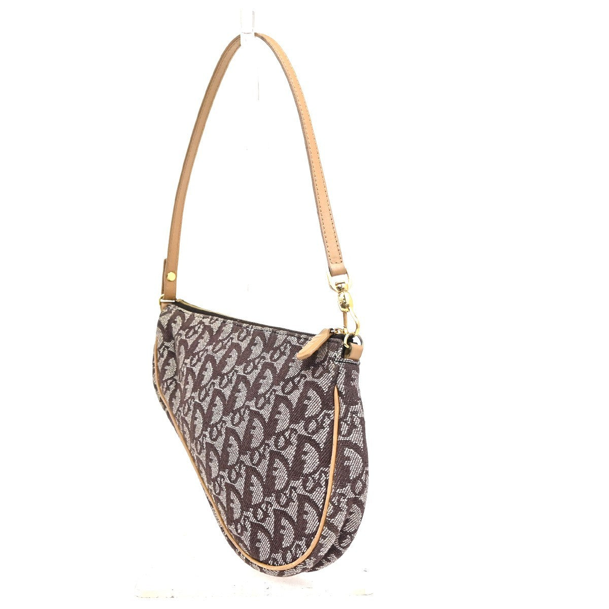 Christian Dior Vintage Saddle Diorissimo Canvas Brown Canvas Handbag (Pre-Owned)