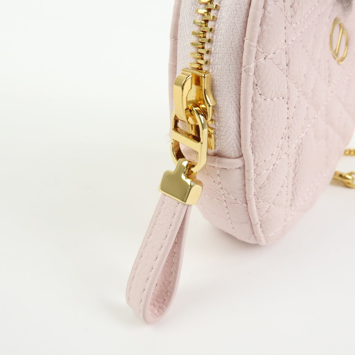 Christian Dior Dioramour Caro Heart Pouch With Chain Cannage Quilt Calfskin Pink Leather Clutche & Pouche Bag (Pre-Owned)