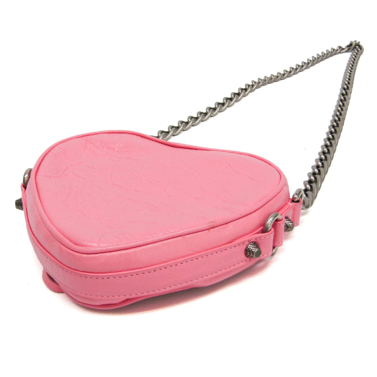 Balenciaga Le Cagole Giant Studs Heart Chain Leather Pink Leather Handbag (Pre-Owned)