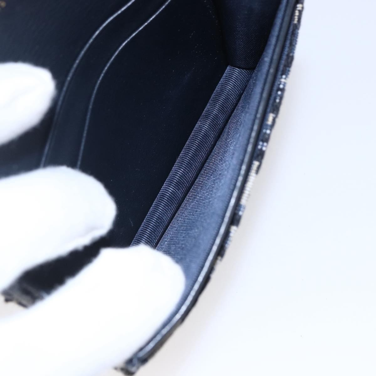 Christian Dior Saddle Card Case Oblique Canvas Navy Canvas Card Holders Accessory (Pre-Owned)