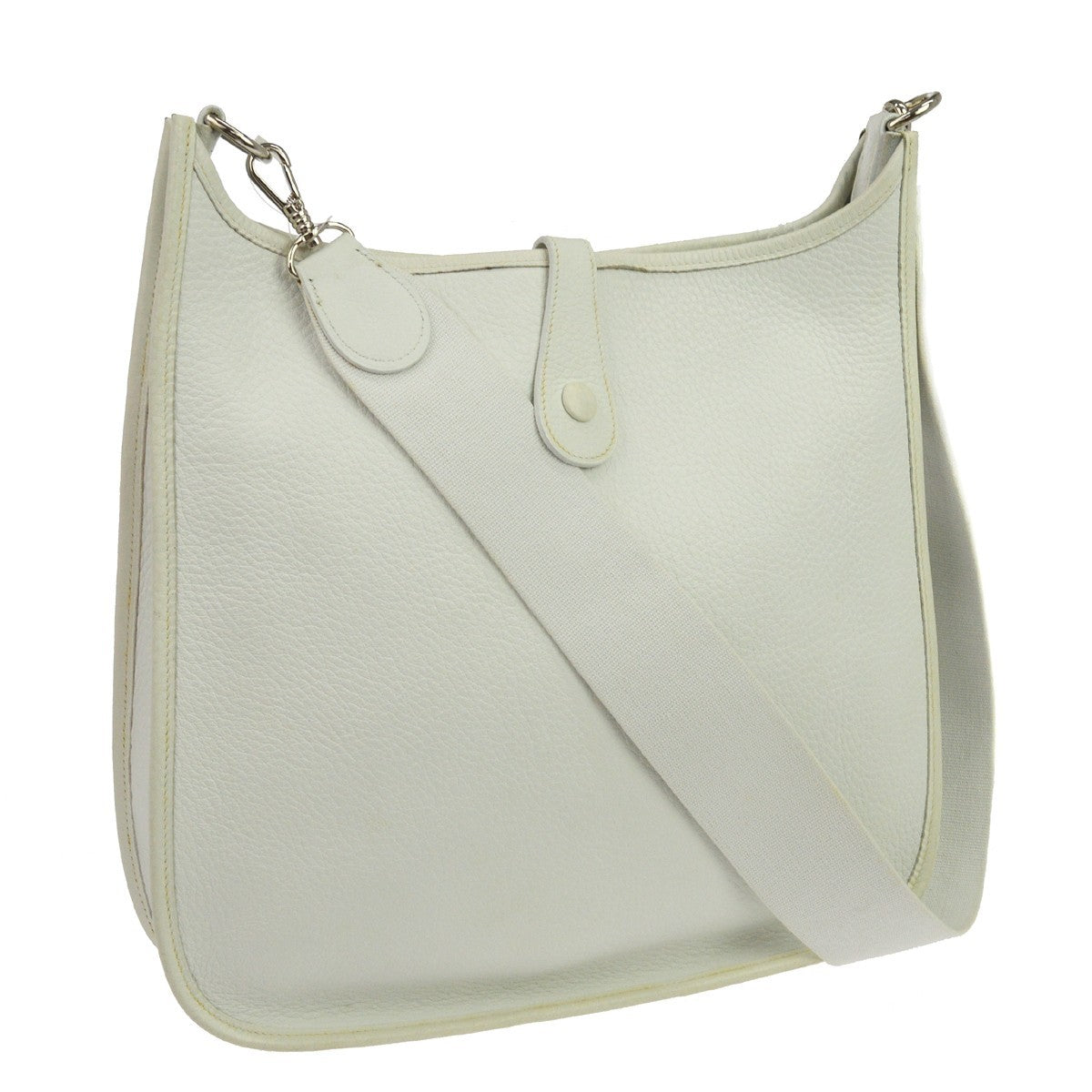 Hermes Evelyne Bag Gen I Clemence White Leather Handbag (Pre-Owned)