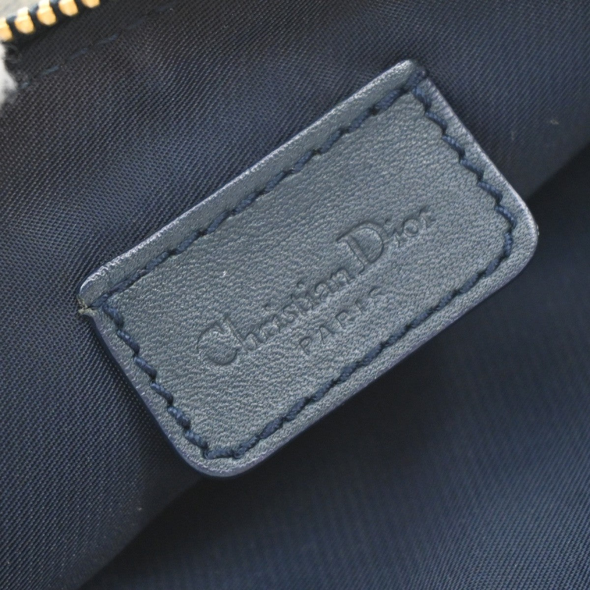 Christian Dior Vintage Saddle Diorissimo Canvas Navy Canvas Handbag (Pre-Owned)