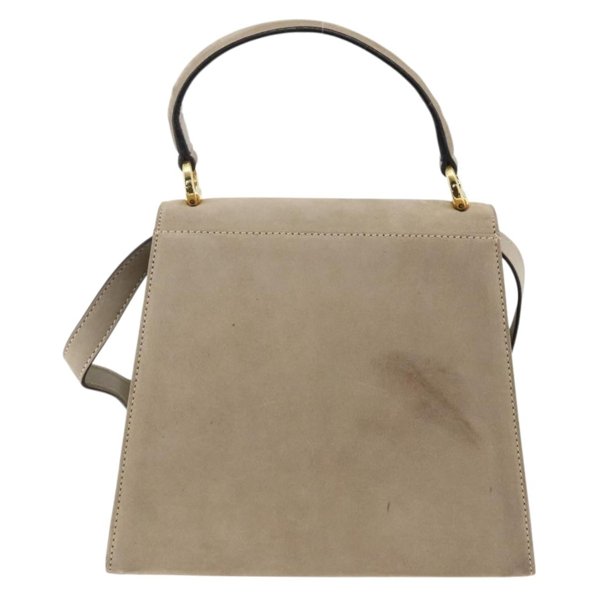 Salvatore Ferragamo Convertible Vara Bow Tote Suede Beige Suede Handbag (Pre-Owned)