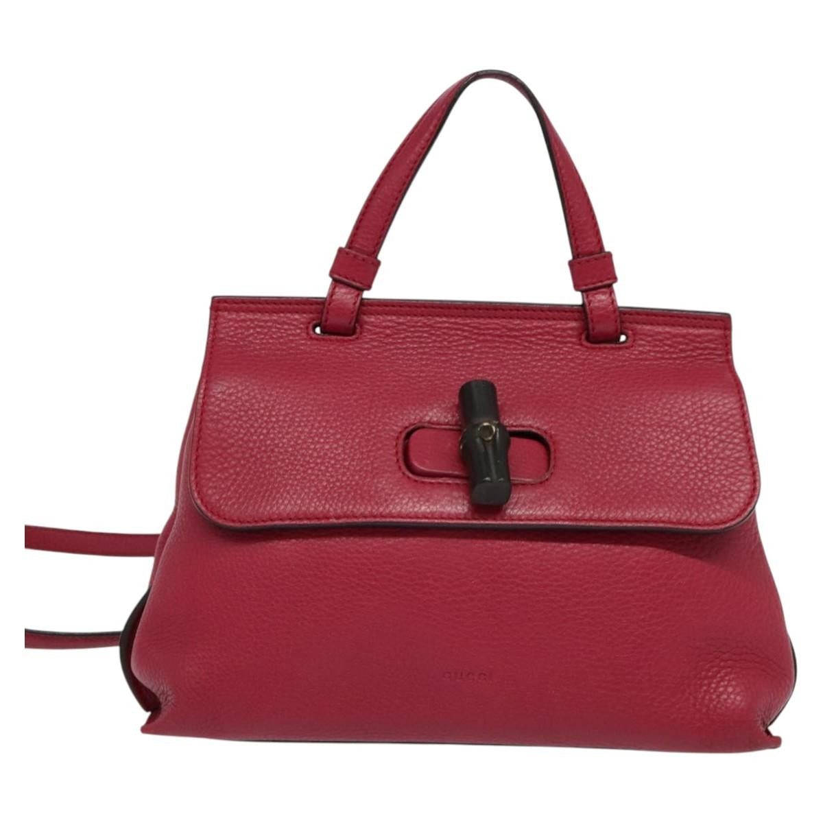 Gucci Bamboo Daily Top Handle Leather Pink Leather Handbag (Pre-Owned)
