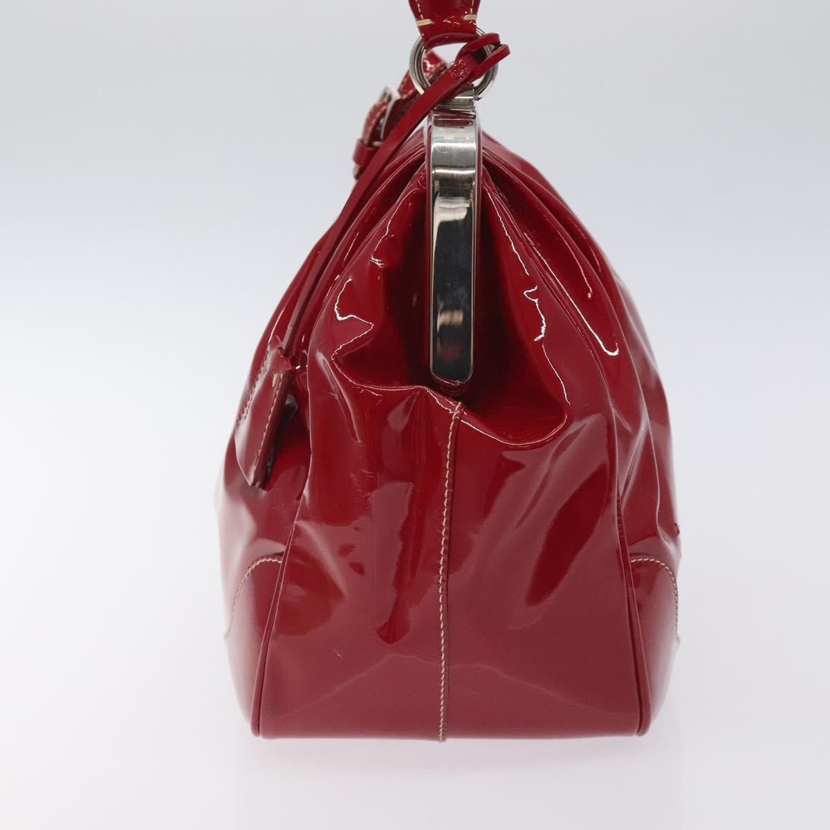 Prada Vintage Patent Leather Red Patent_Leather Handbag (Pre-Owned)