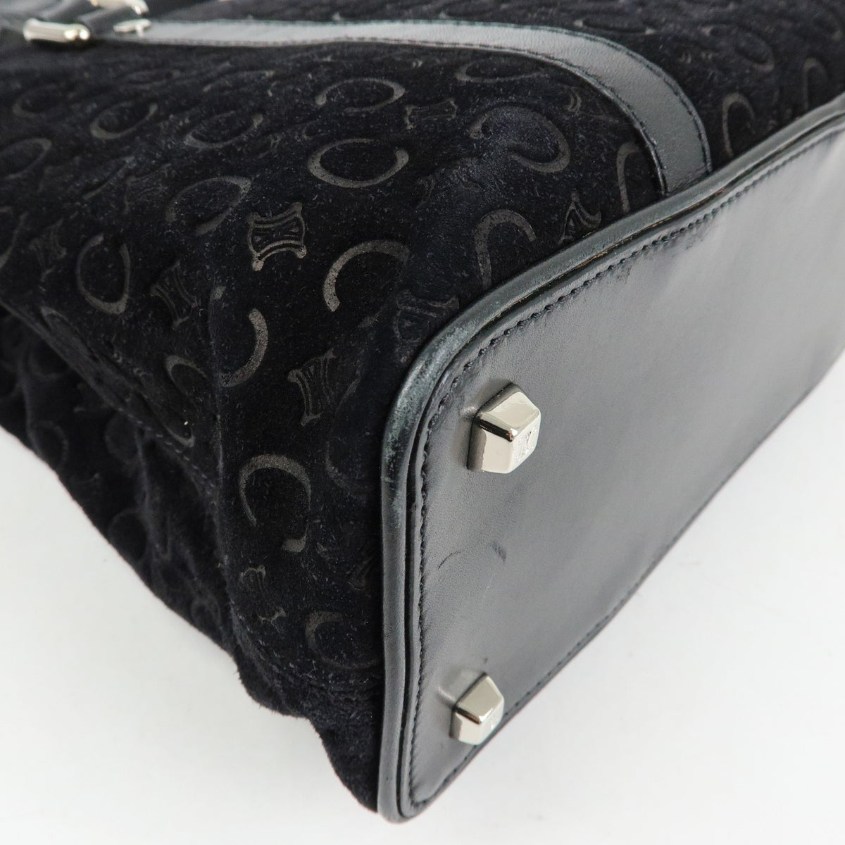 Celine C Macadam Tote Pvc Leather/ Macadam Canvas Black Suede Shoulder Bag Bag (Pre-Owned)