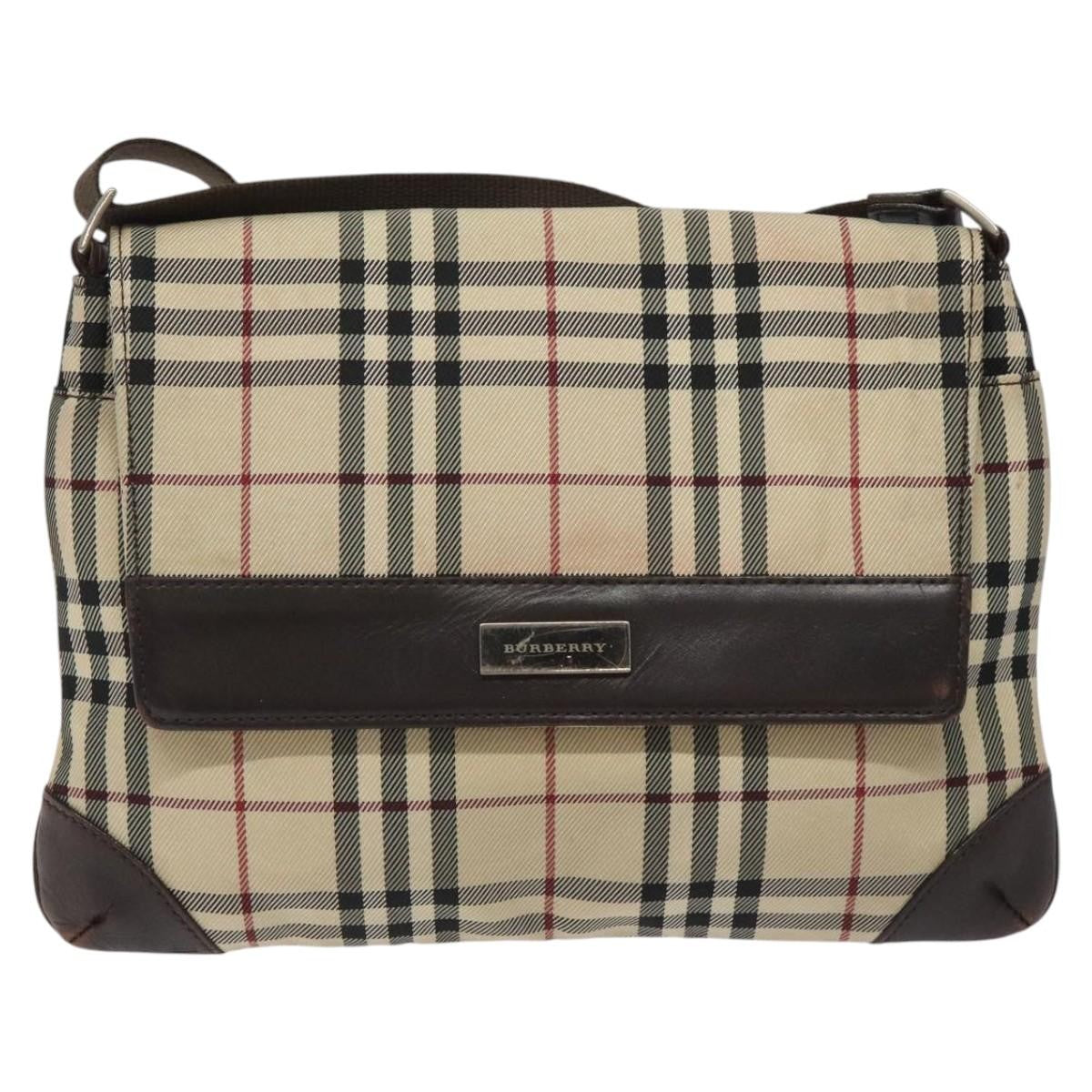 Burberry Nova Check Canvas And Leather Beige Canvas Shoulder Bag Bag (Pre-Owned)