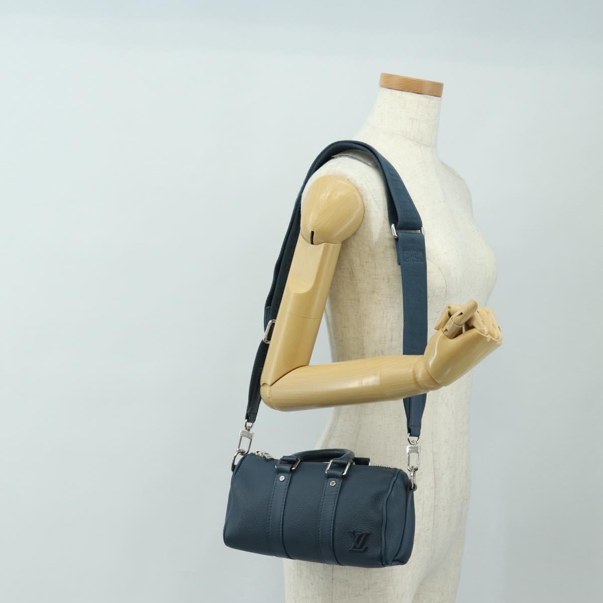 Louis Vuitton Keepall Bandouliere Limited Edition Aerogram Leather Blue Leather Travel Bag Bag (Pre-Owned)