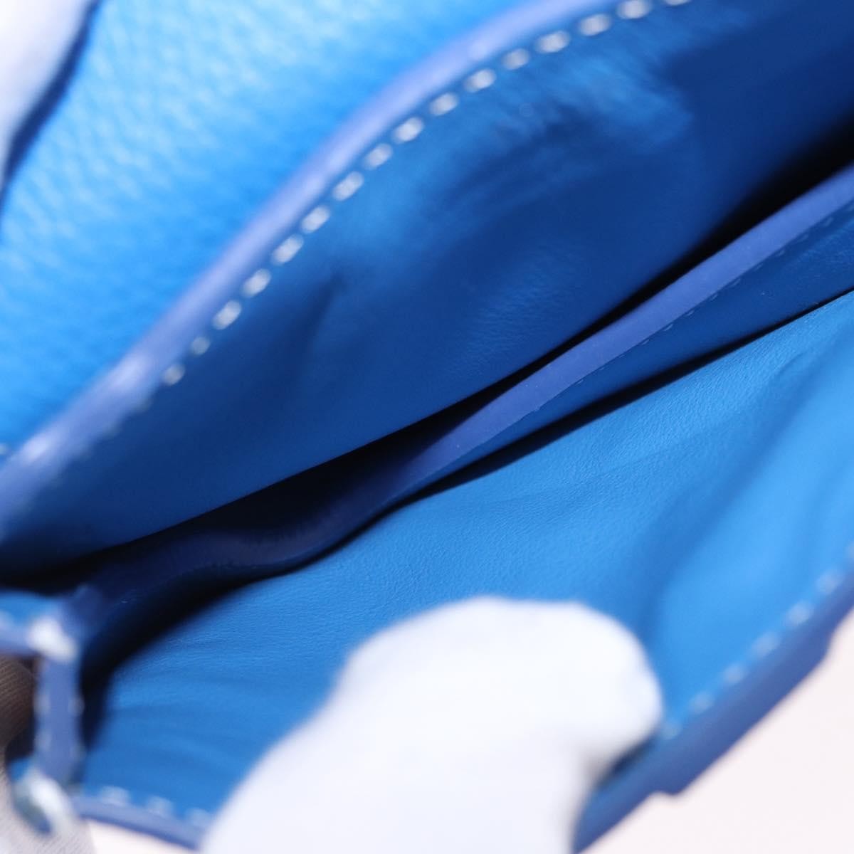 Christian Dior Saddle Wristlet Clutch Leather Blue Leather Clutche & Pouche Bag (Pre-Owned)