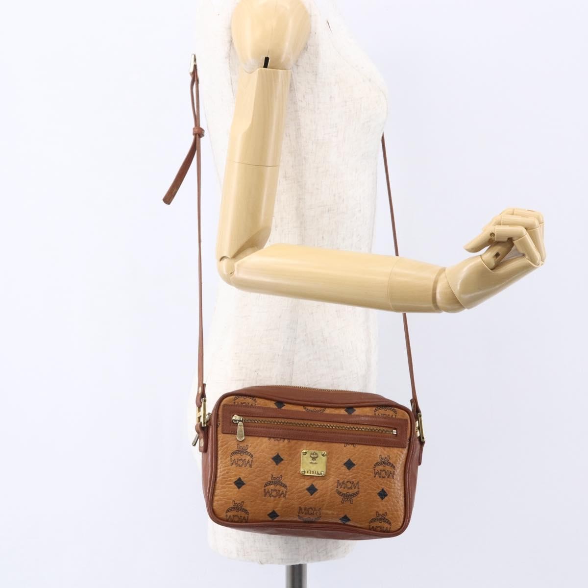 MCM Visetos Canvas And Leather Brown Canvas Shoulder Bag Bag (Pre-Owned)