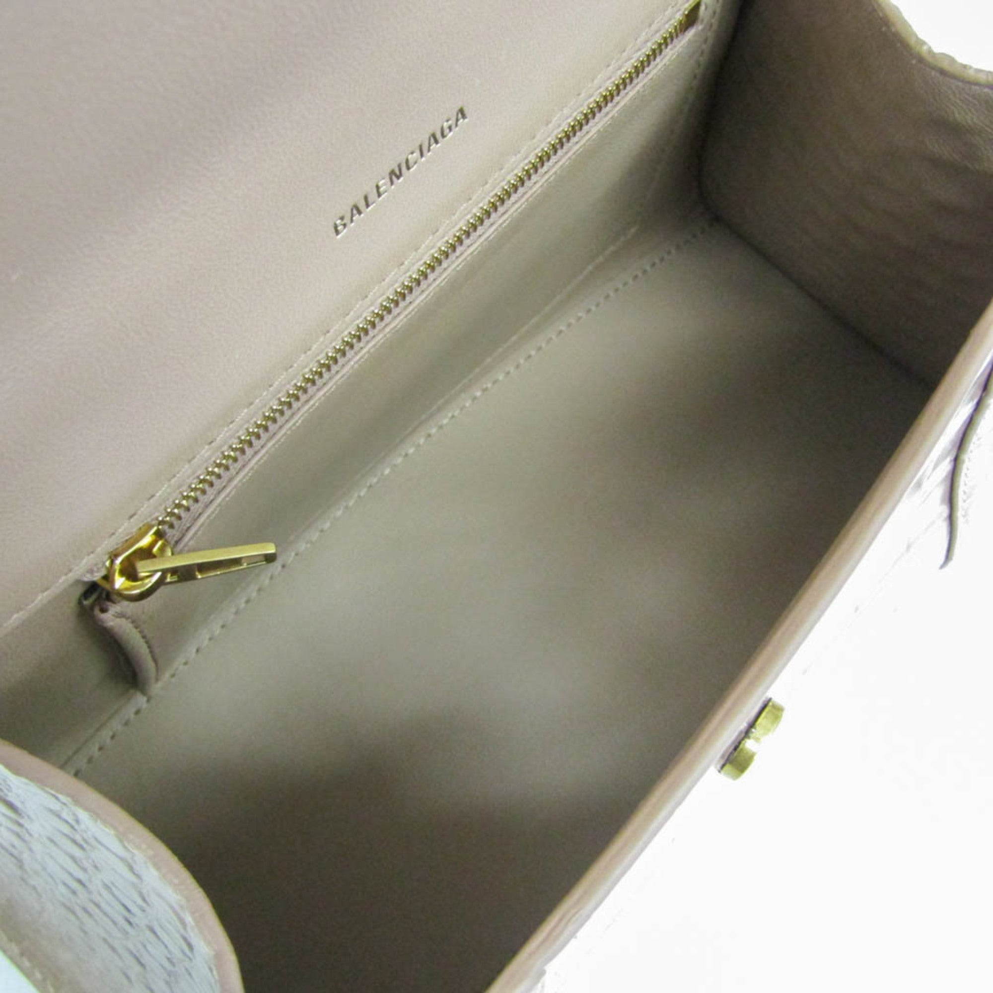 Balenciaga Hourglass Crocodile Embossed Pink Leather Handbag (Pre-Owned)