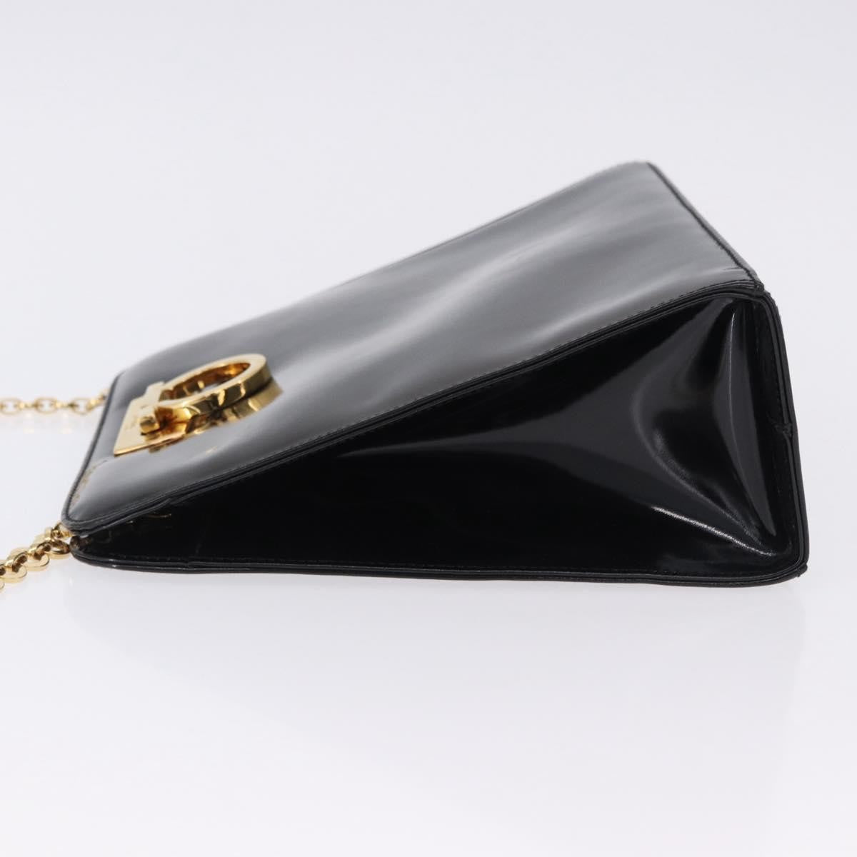 Salvatore Ferragamo Vintage Gancini Chain Patent Leather Black Patent_Leather Shoulder Bag Bag (Pre-Owned)