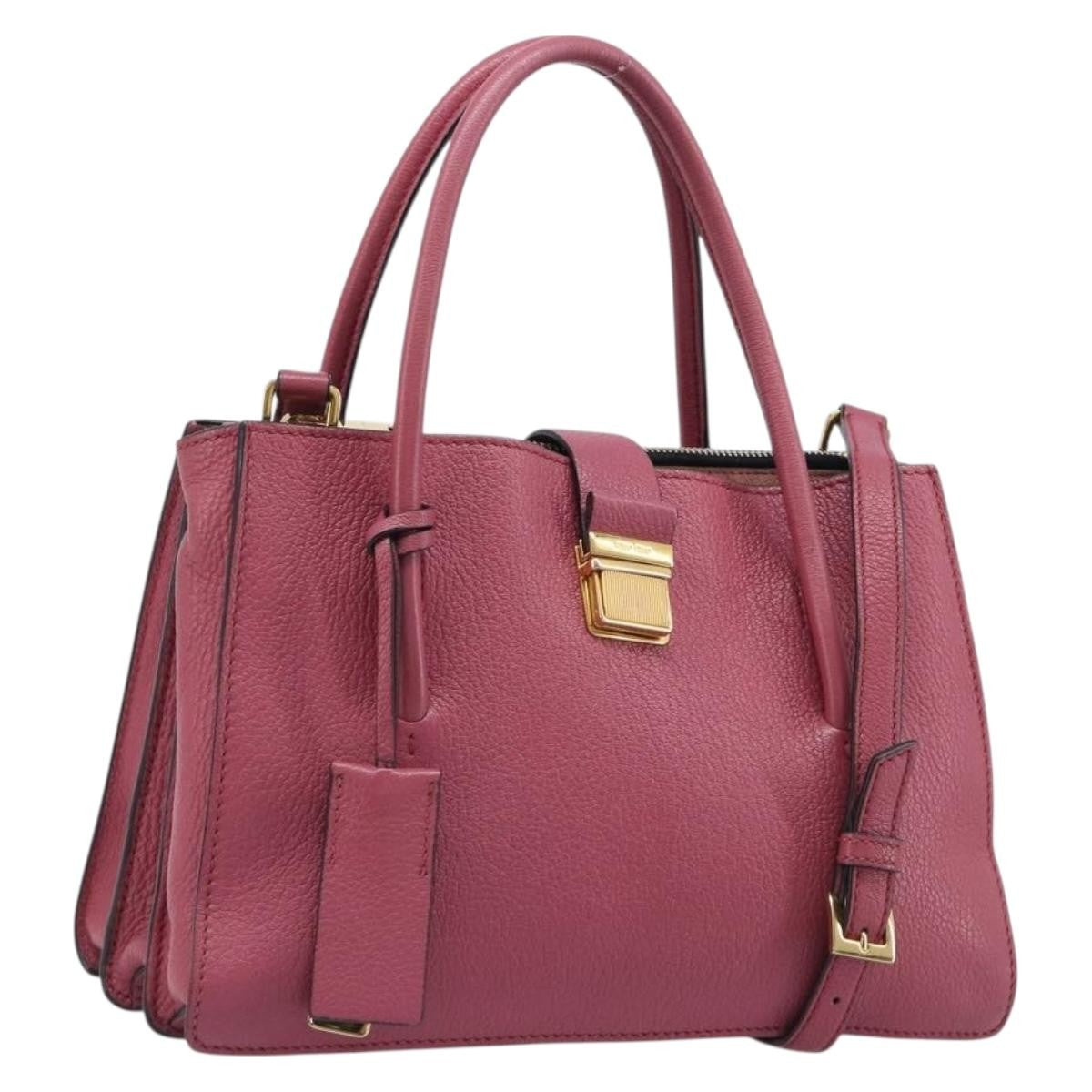 Miu Miu Madras Convertible Compartment Leather Pink Leather Tote Bag Bag (Pre-Owned)