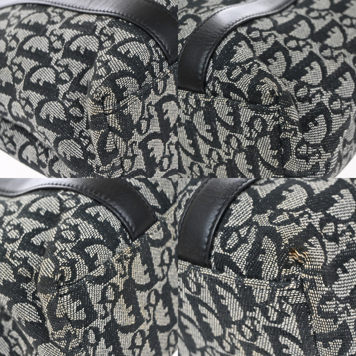 Christian Dior Vintage Open Diorissimo Canvas Black Canvas Tote Bag Bag (Pre-Owned)