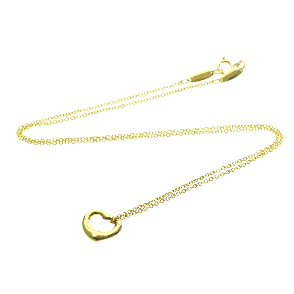 Tiffany & Co. Elsa Peretti Open Heart Pendant 18K Yellow Gold Gold Yellow_Gold Necklace Jewelry (Pre-Owned)