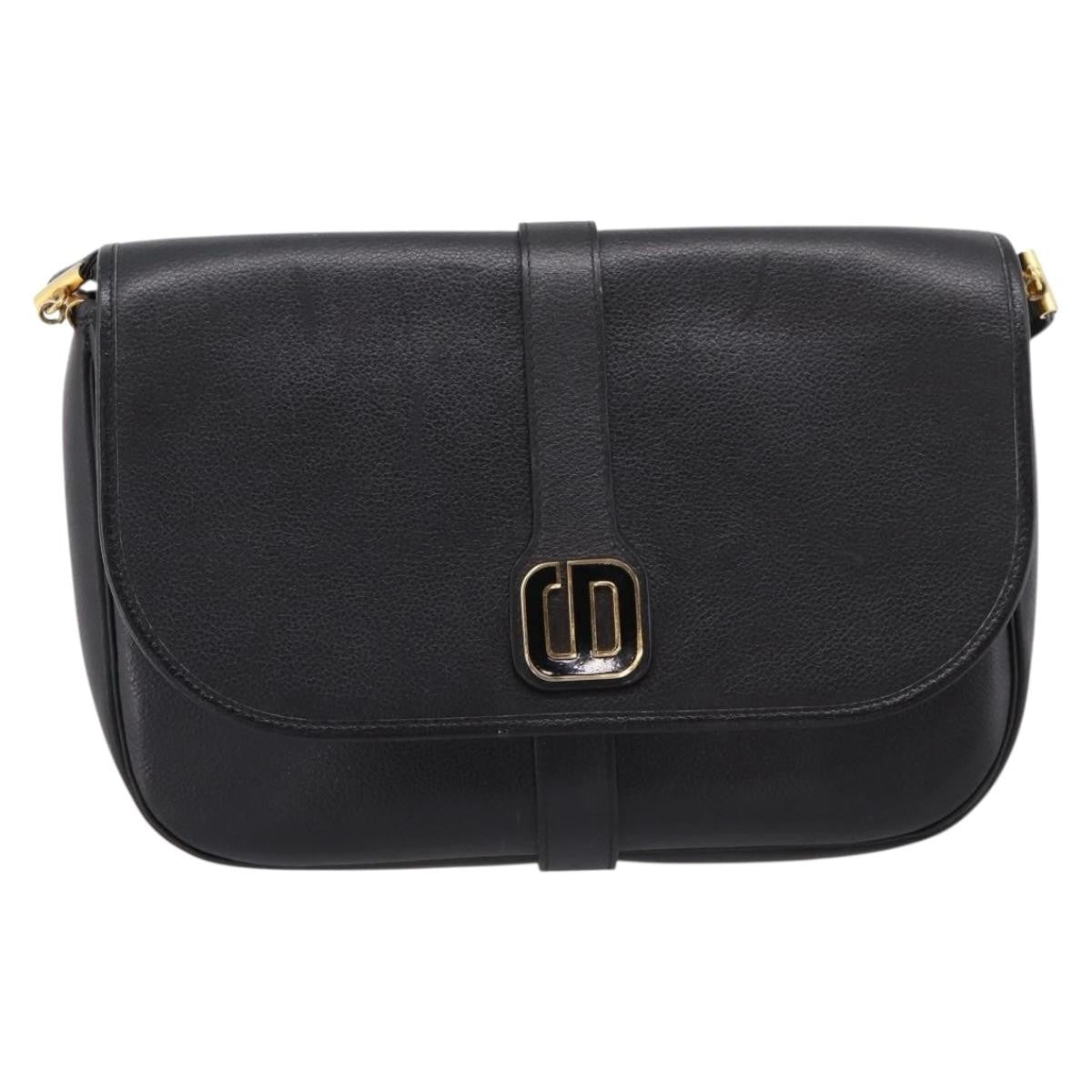 Christian Dior Shoulder Leather Black Leather Shoulder Bag Bag (Pre-Owned)