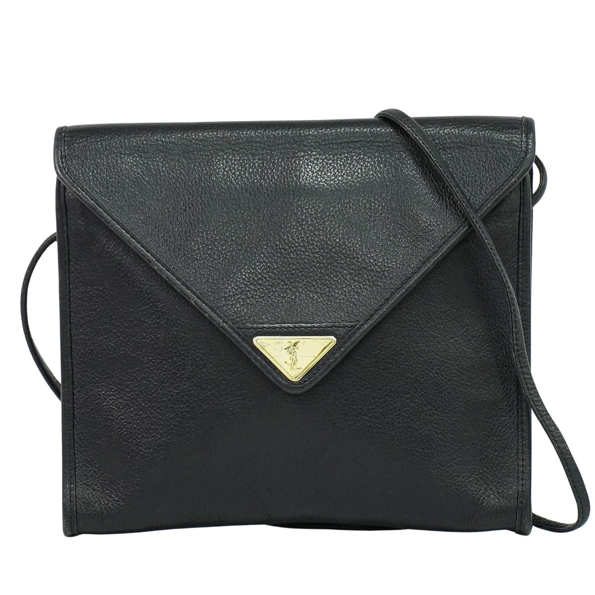 Saint Laurent Vintage Leather Black Leather Shoulder Bag Bag (Pre-Owned)
