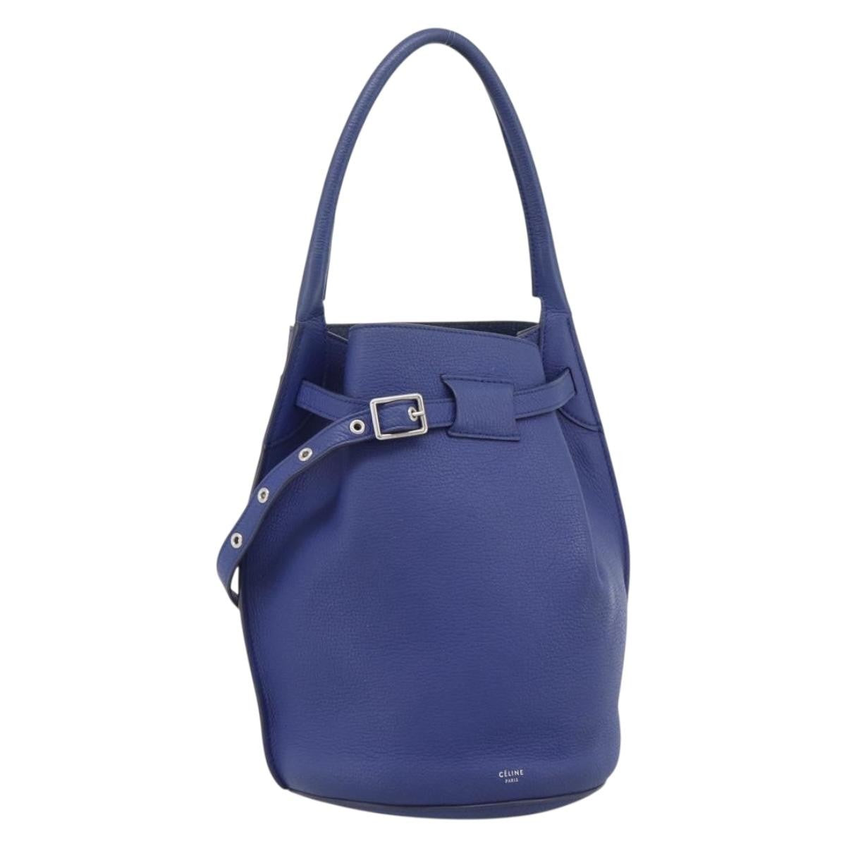 Celine Big Bag Bucket Leather Blue Leather Handbag (Pre-Owned)