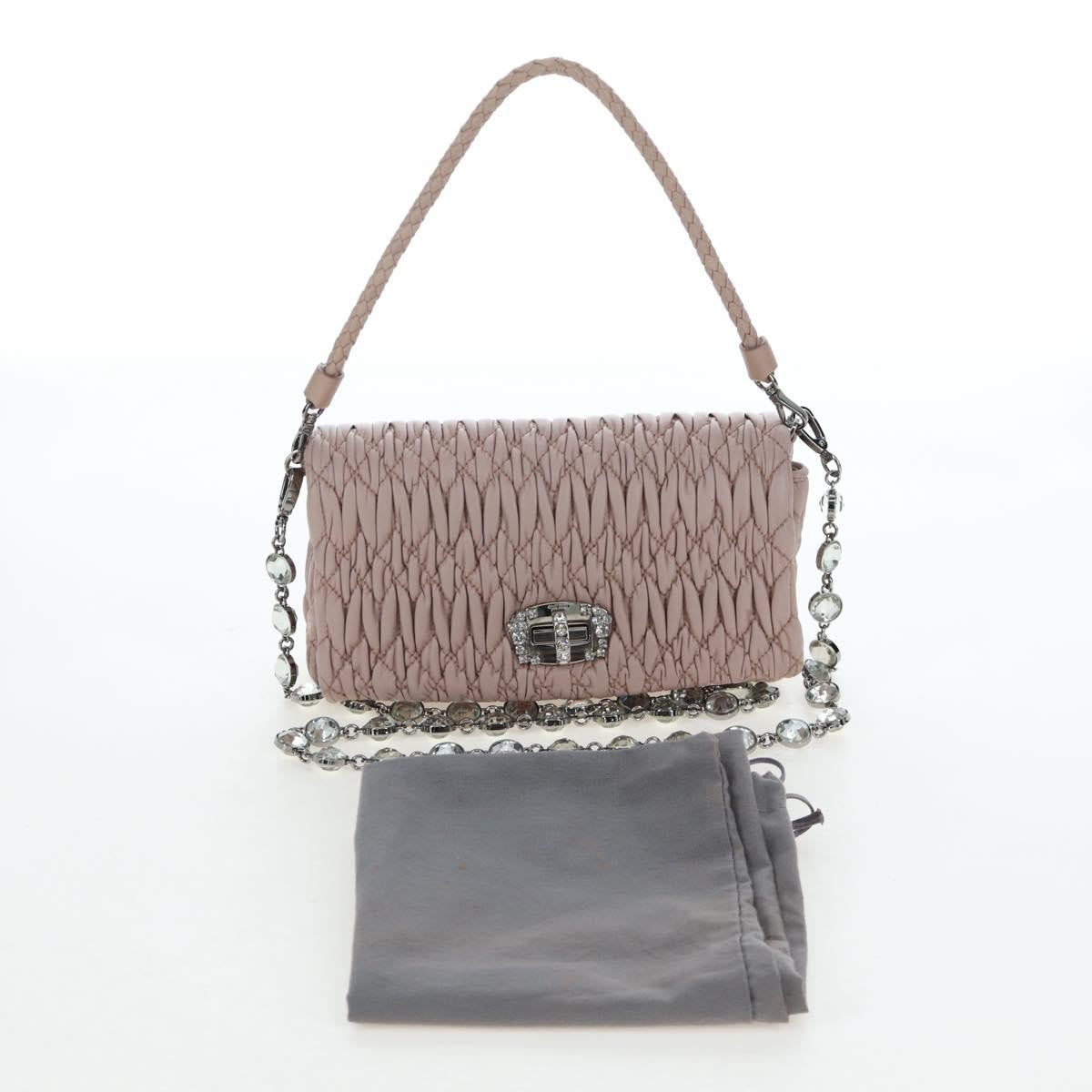 Miu Miu Crystal Clutch Matelasse Leather Pink Leather Clutche & Pouche Bag (Pre-Owned)