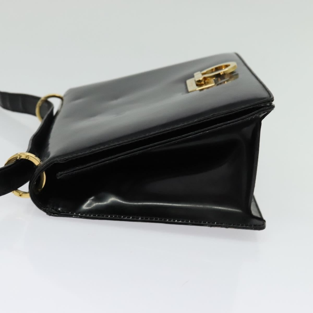 Salvatore Ferragamo Gancini Leather Black Leather Shoulder Bag Bag (Pre-Owned)
