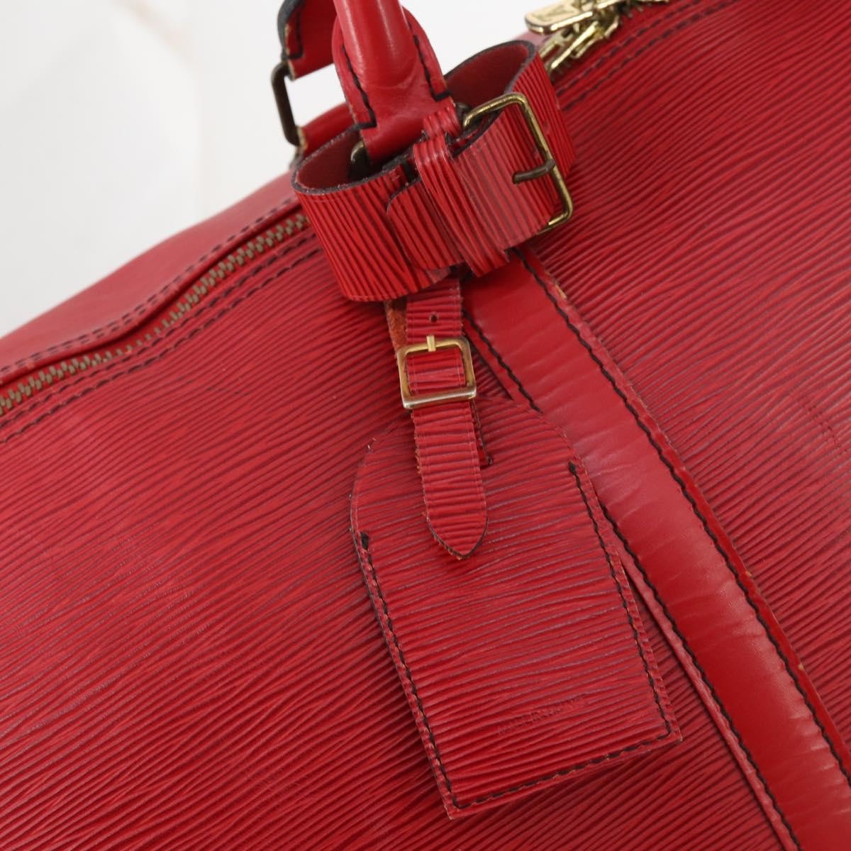 Louis Vuitton Keepall Epi Leather Red Leather Travel Bag Bag (Pre-Owned)