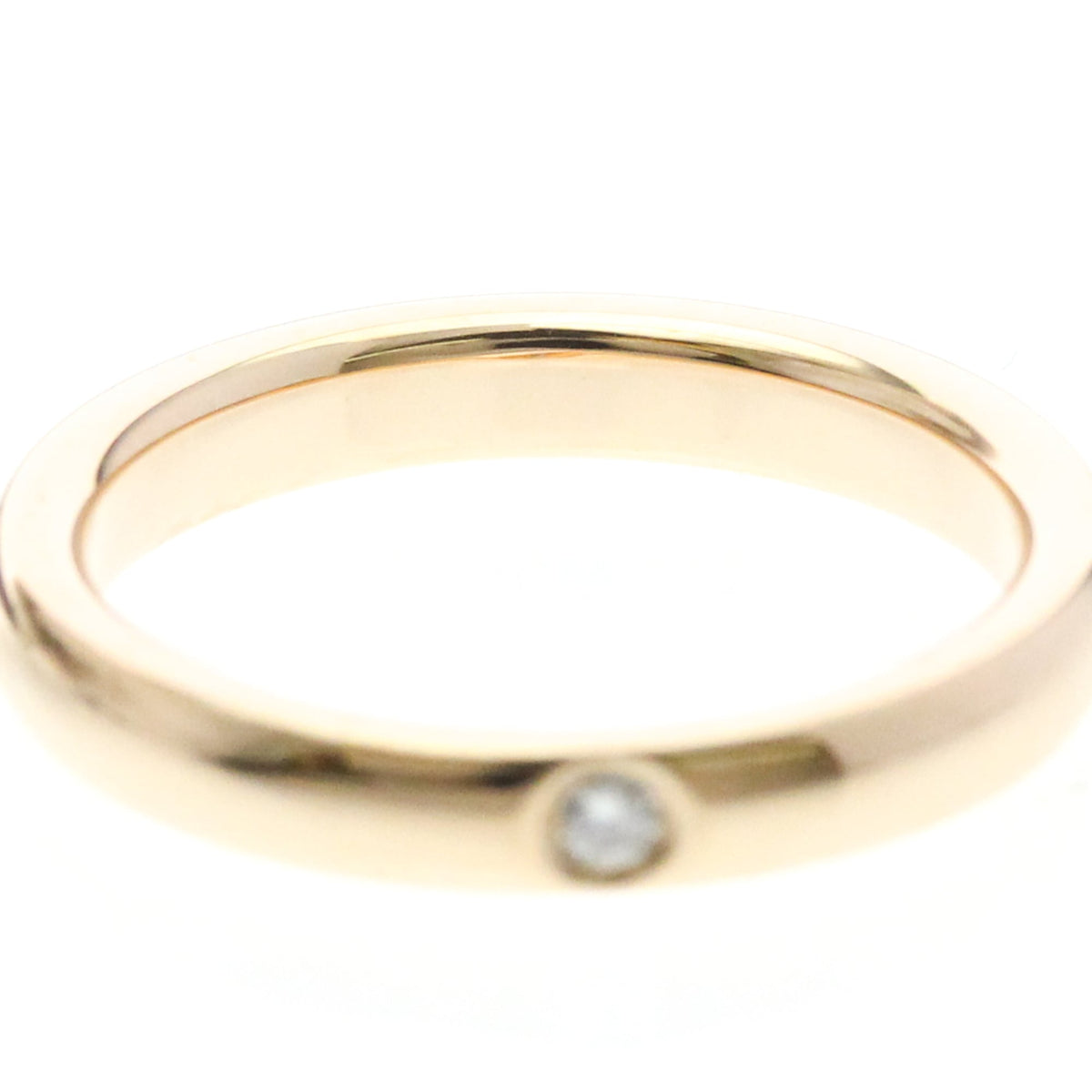 Tiffany & Co. Elsa Peretti 1 Diamond Stacking Band 18K Rose Gold With Diamond Gold Pink_Gold Ring Jewelry (Pre-Owned)
