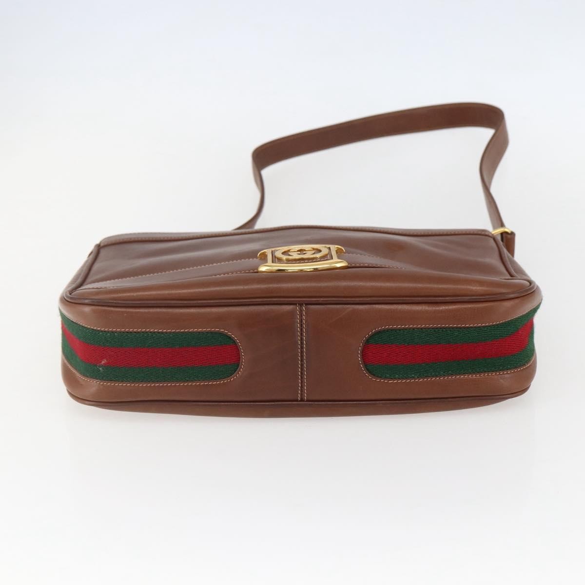 Gucci Sherry Line Shoulder Leather Brown Leather Shoulder Bag Bag (Pre-Owned)