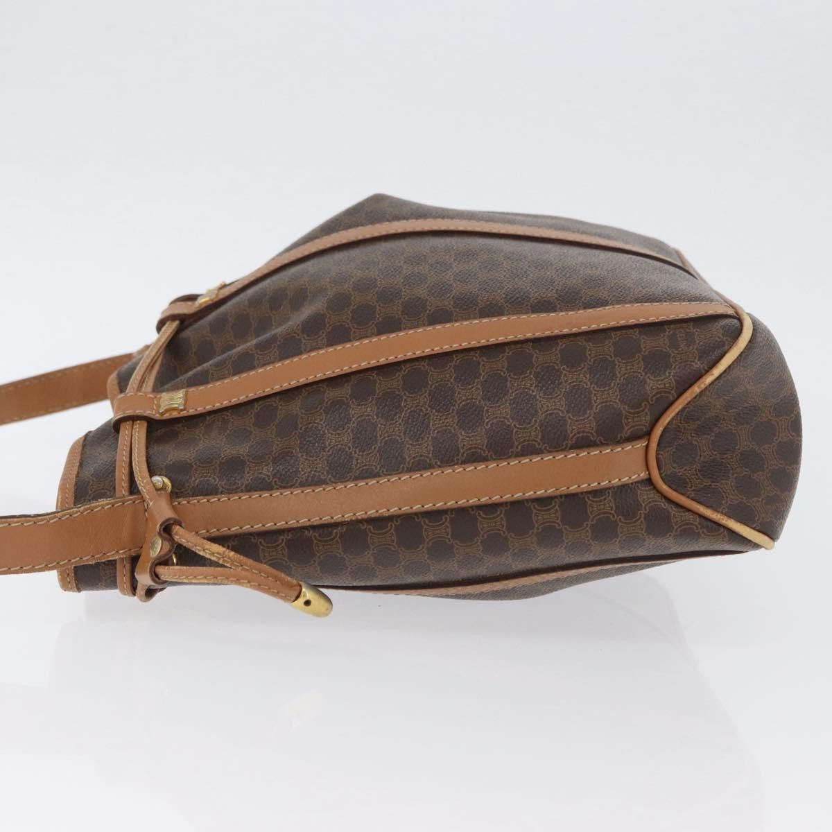 Celine Vintage Shoulder Bag Macadam Canvas & Leather Brown Canvas Shoulder Bag Bag (Pre-Owned)