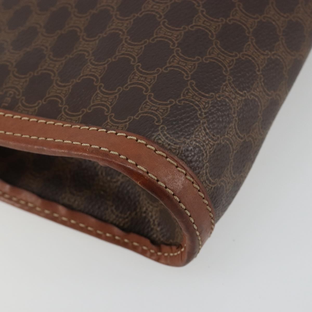 Celine Logo Triomphe Canvas And Leather Brown Canvas Clutche & Pouche Bag (Pre-Owned)