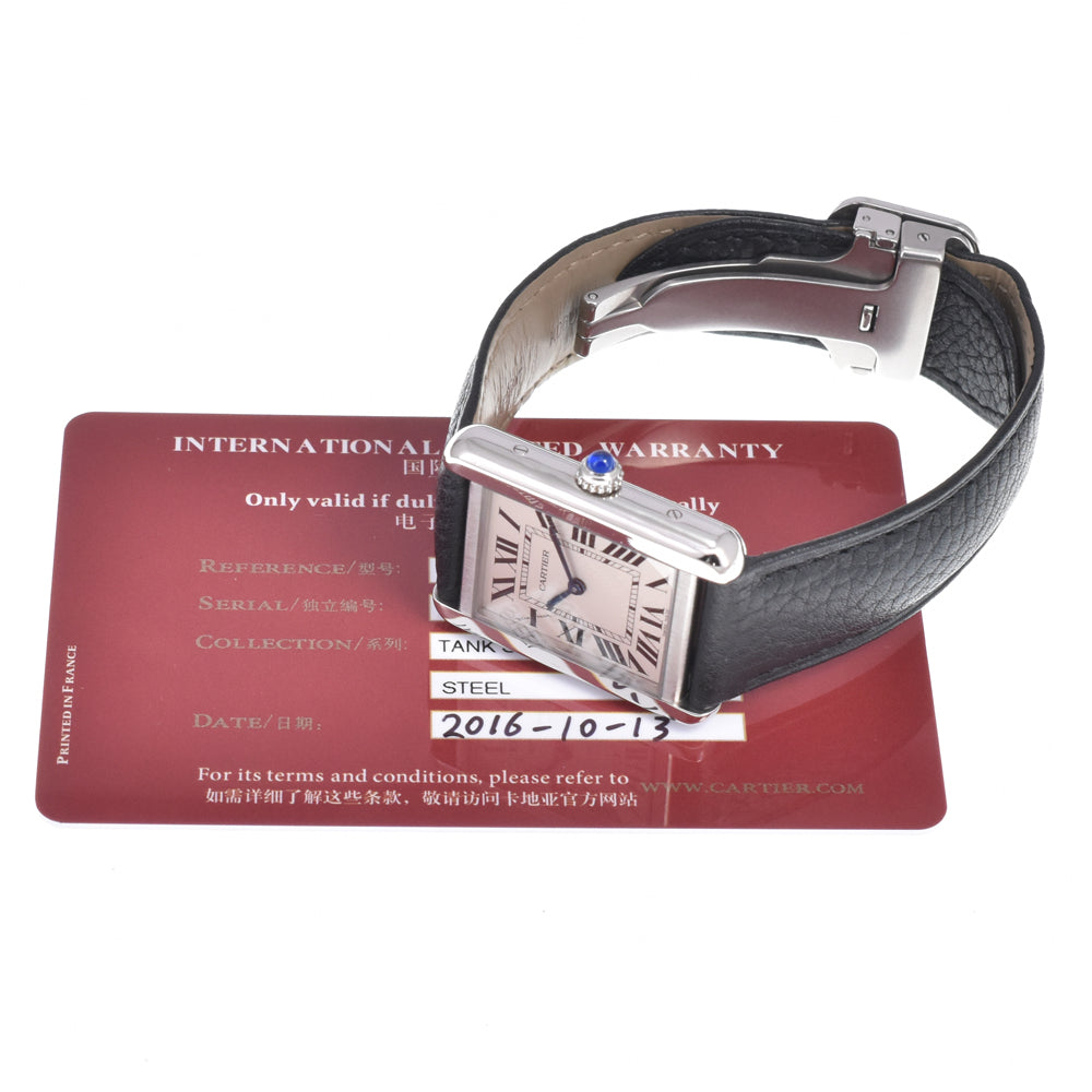 Cartier Tank Solo Quartz Stainless Steel And Leather Watch (Pre-Owned)