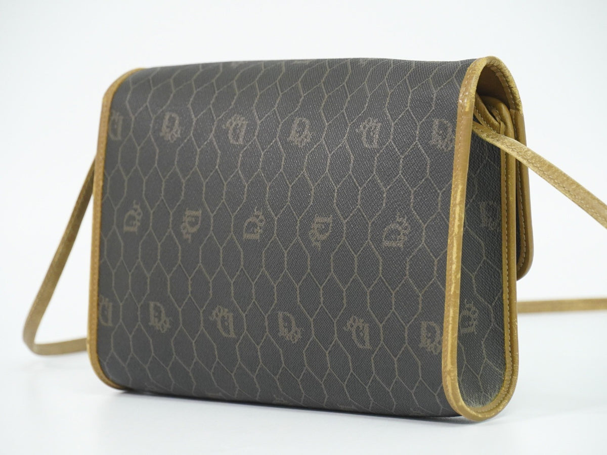Christian Dior Vintage Honeycomb Canvas Black Canvas Shoulder Bag Bag (Pre-Owned)