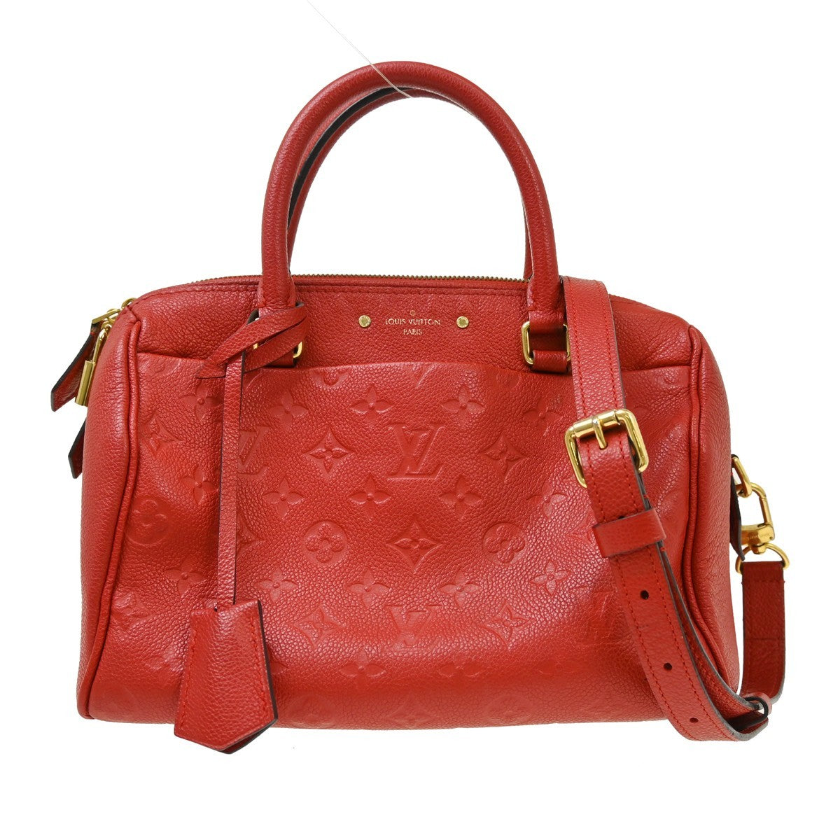 Louis Vuitton Speedy Bandouliere Nm Monogram Empreinte Leather Red Leather Handbag (Pre-Owned)