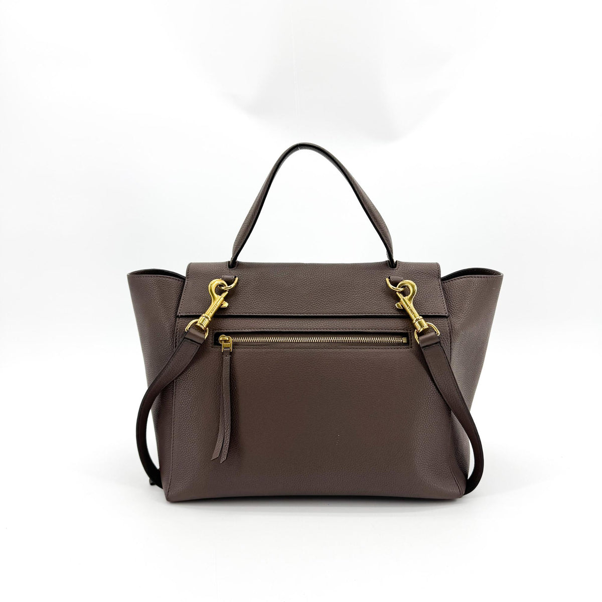 Celine Belt Textured Leather Brown Calfskin Handbag (Pre-Owned)