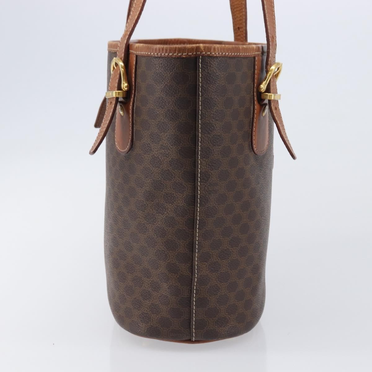 Celine Vintage Macadam Shopper Coated Canvas Brown Canvas Tote Bag Bag (Pre-Owned)