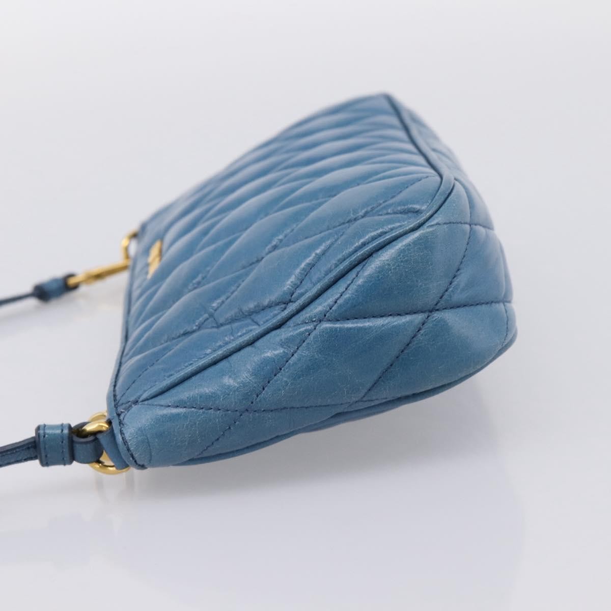 Miu Miu Shoulder Matelasse Leather Blue Leather Shoulder Bag Bag (Pre-Owned)