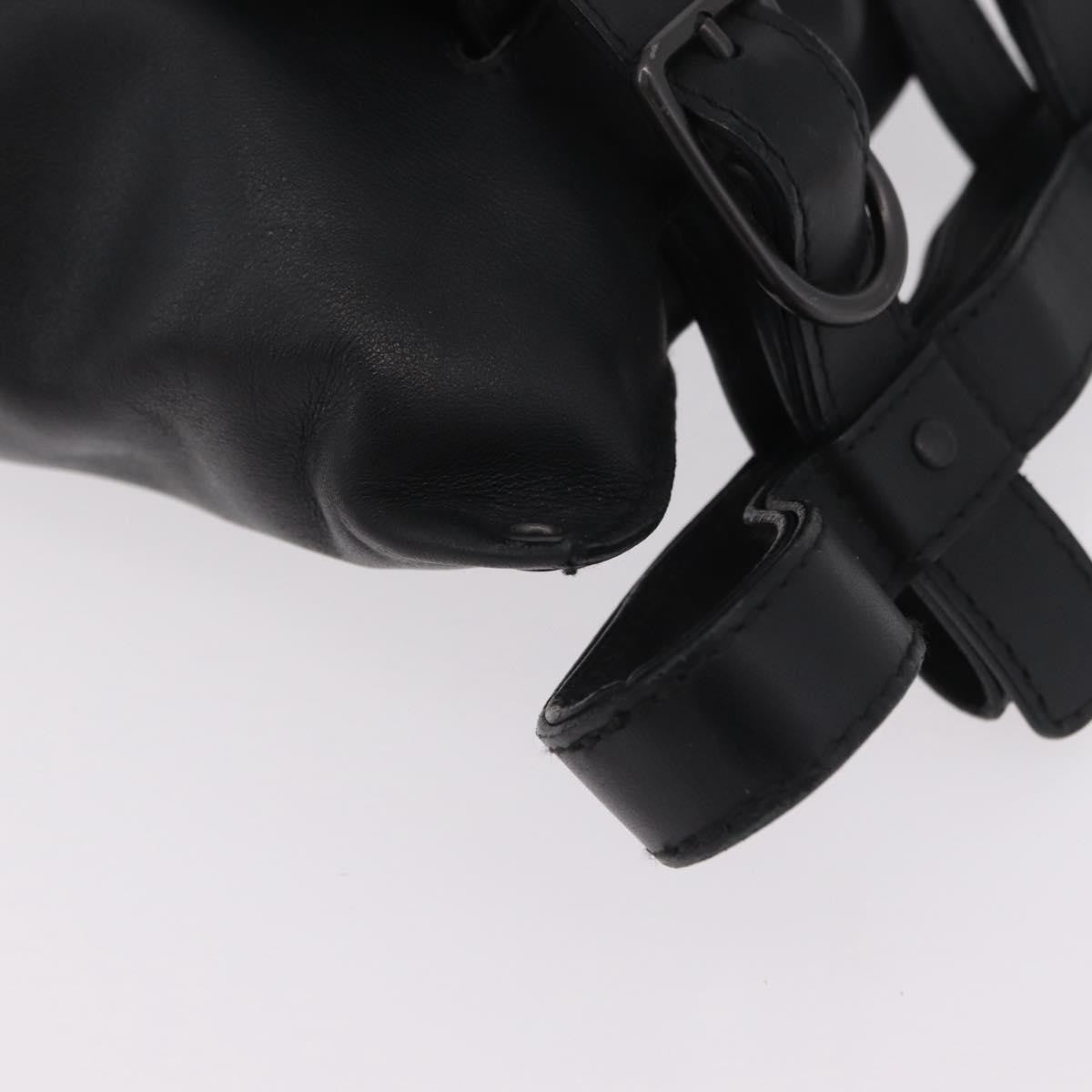 Bottega Veneta Utility Waist Leather With Intrecciato Black Leather Shoulder Bag Bag (Pre-Owned)