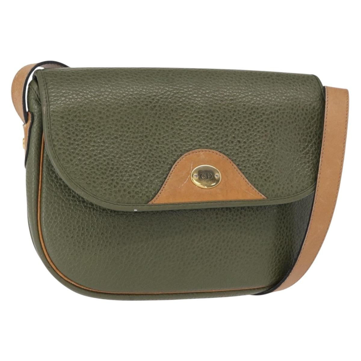 Christian Dior Vintage Leather Green Leather Shoulder Bag Bag (Pre-Owned)