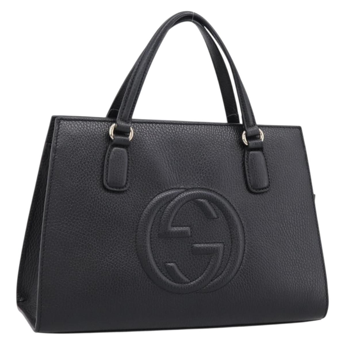 Gucci Soho Convertible Top Handle Satchel Leather Black Leather Handbag (Pre-Owned)