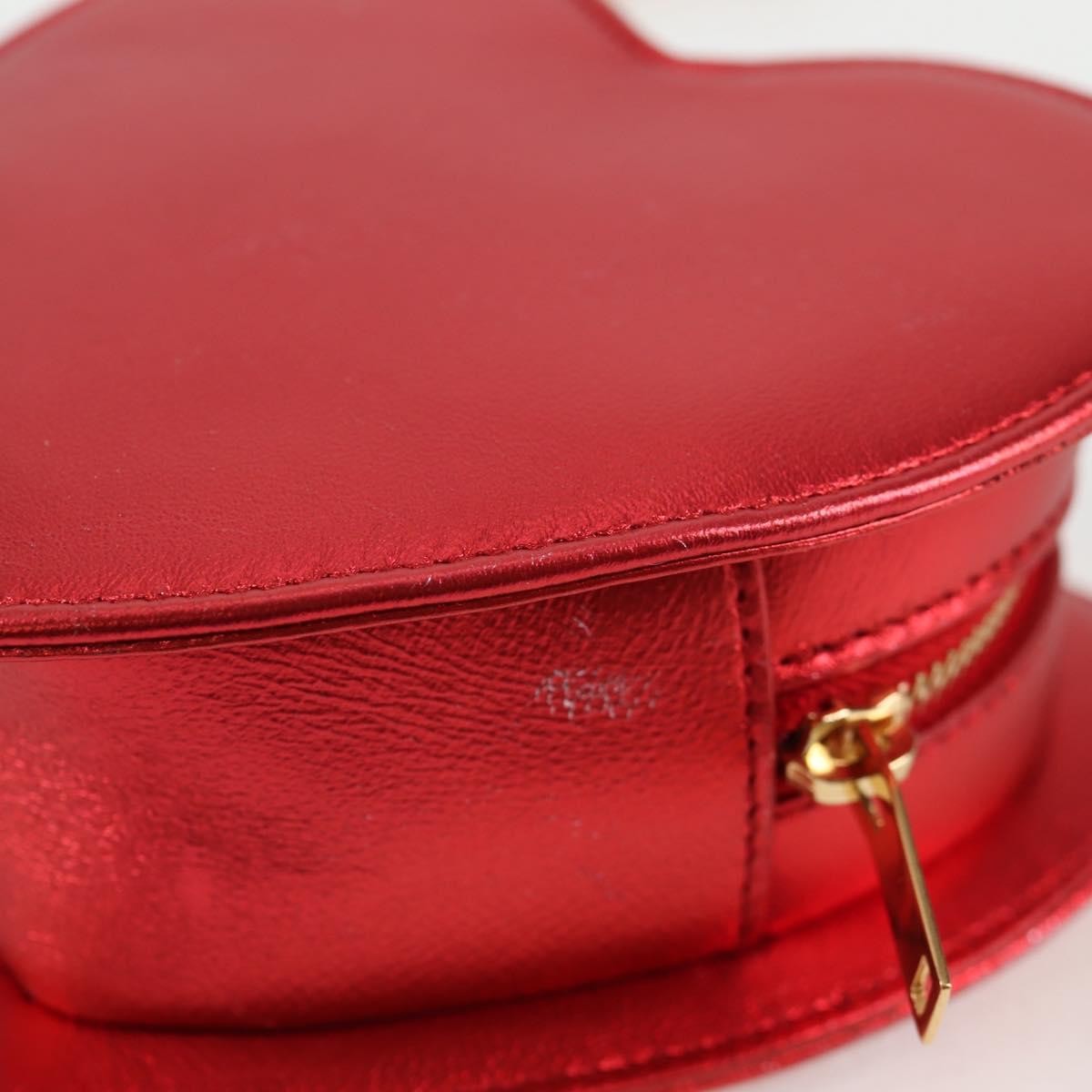 Saint Laurent Love Heart Chain Leather Red Leather Shoulder Bag Bag (Pre-Owned)