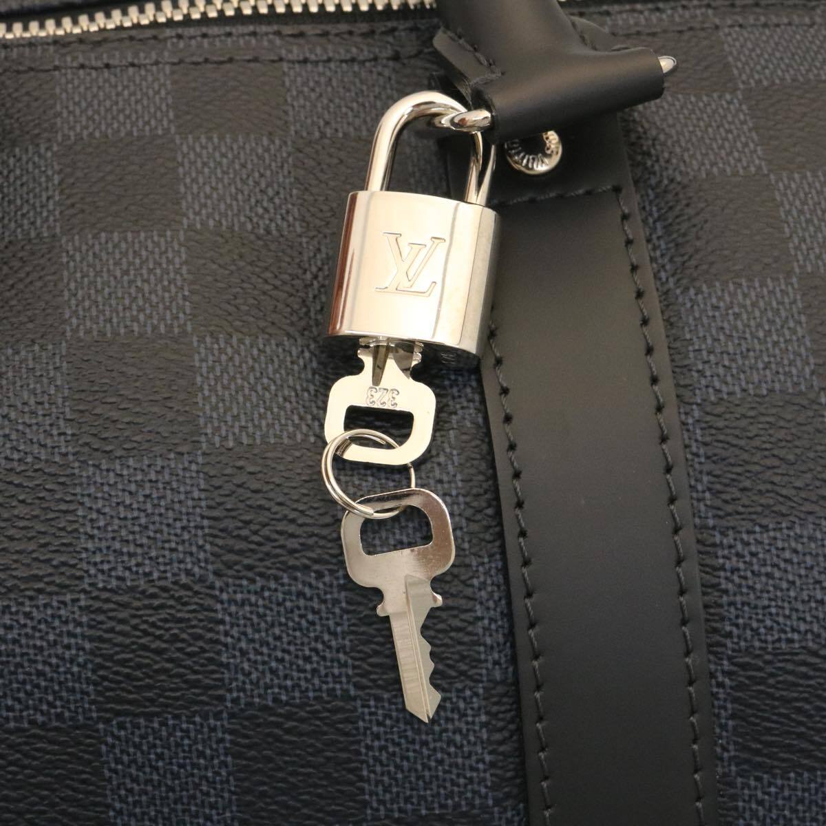 Louis Vuitton Keepall Bandouliere Damier Graphite Blue Canvas Travel Bag Bag (Pre-Owned)